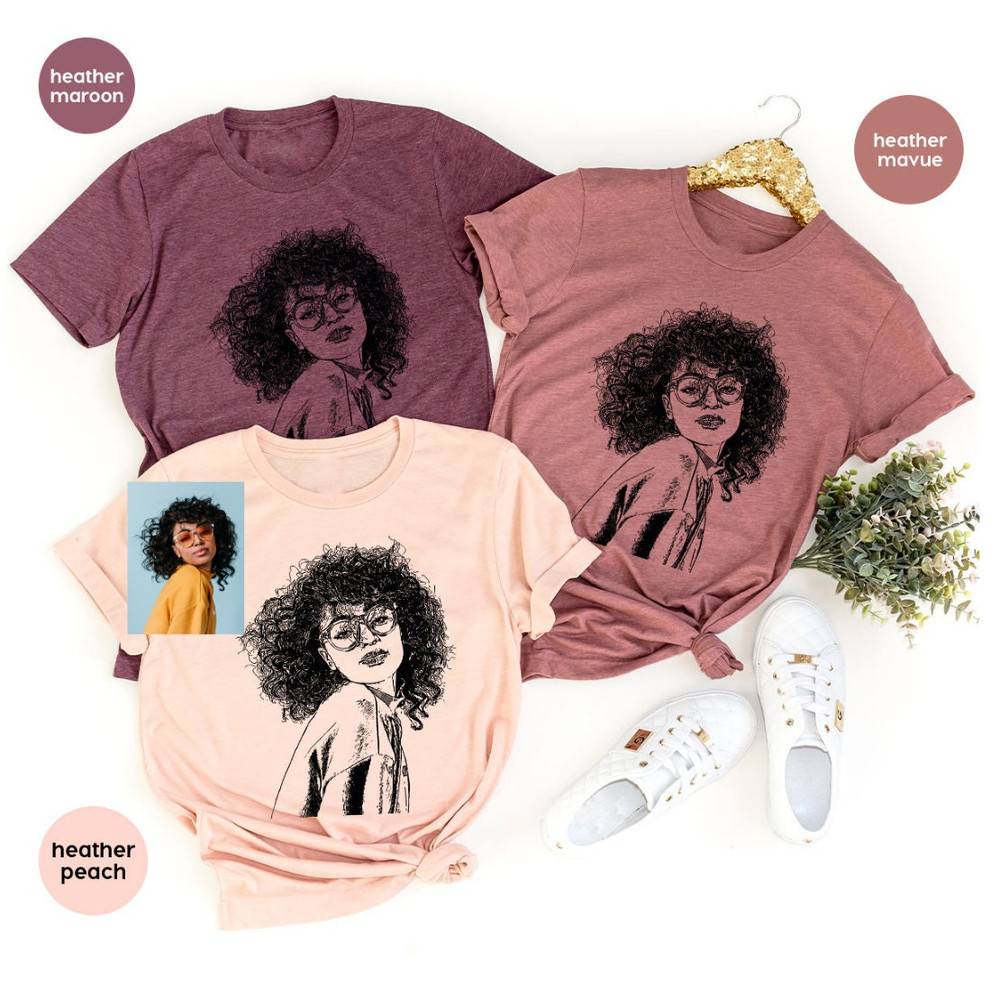 Custom Portrait from Photo TShirt, Personalized Gift, Gift for Her, Customizable Portrait Crewneck Sweatshirt, Customized Photo Line Drawing - 2.jpg