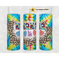tie dye nana tiedye leopard wrap 20oz skinny straight tumbler png instant download sublimation printable instant downloa