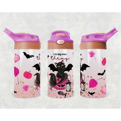 kids halloween cat pumpkins tumbler png wrap | sublimation digital download |water bottle 12 oz skinny straight design |