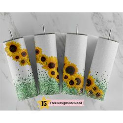 sunflowers 20oz skinny tumbler sublimation design templates, straight png digital download