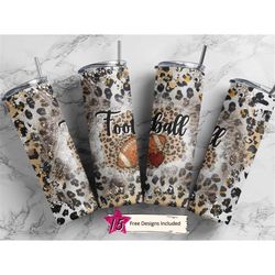 20oz skinny tumbler football leopard designs template straight png file download football  sport tumbler design