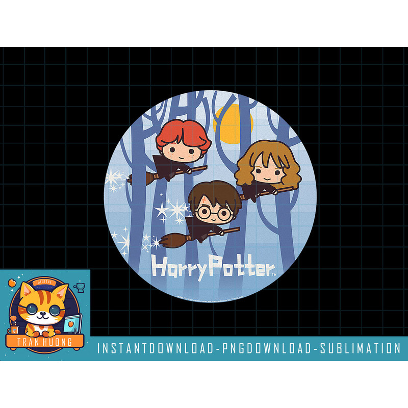 Harry Potter Chibi Trio Flying On Broomsticks png, sublimate, digital download.jpg