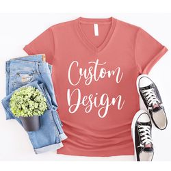 custom v neck shirt, personalized vneck shirt, custom tshirt, personalised shirt, custom text v-neck shirt, custom t shi