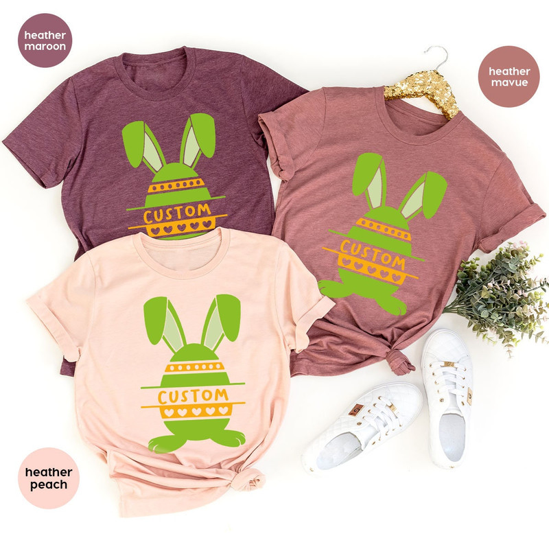 Customized Kids Easter Tees, Custom Easter Shirts, Personalized Easter Gift, Easter Egg Sweatshirt, Matching Family Tees, Easter Bunny Shirt - 2.jpg