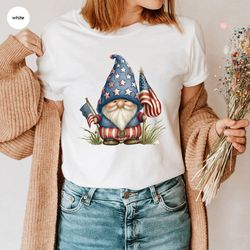cute 4th of july shirt, american gnome graphic tees, independence day outfit, american flag shirt, usa toddler t shirts,