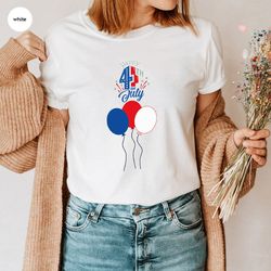 cute 4th of july shirts, patriotic t-shirt, usa toddler outfit, balloons graphic tees, american vneck tshirts, independe