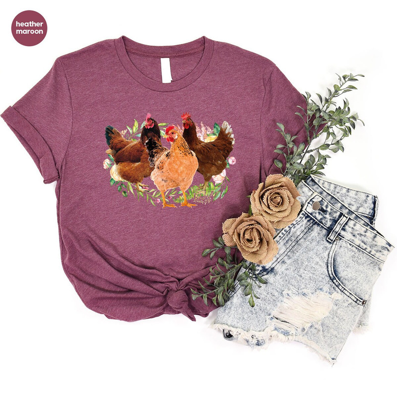 Cute Chicken Shirt, Farmer Gifts, Country Shirts, Funny Animal T-Shirt, Floral Farm Clothing, Chickens Graphic Tees, Womens Clothing - 3.jpg