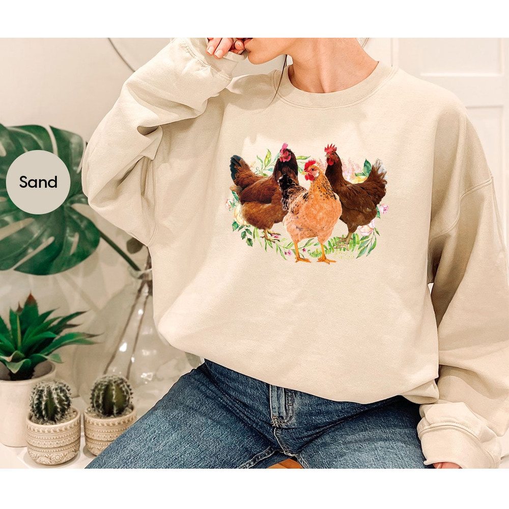 Cute Chicken Shirt, Farmer Gifts, Country Shirts, Funny Animal T-Shirt, Floral Farm Clothing, Chickens Graphic Tees, Womens Clothing - 6.jpg