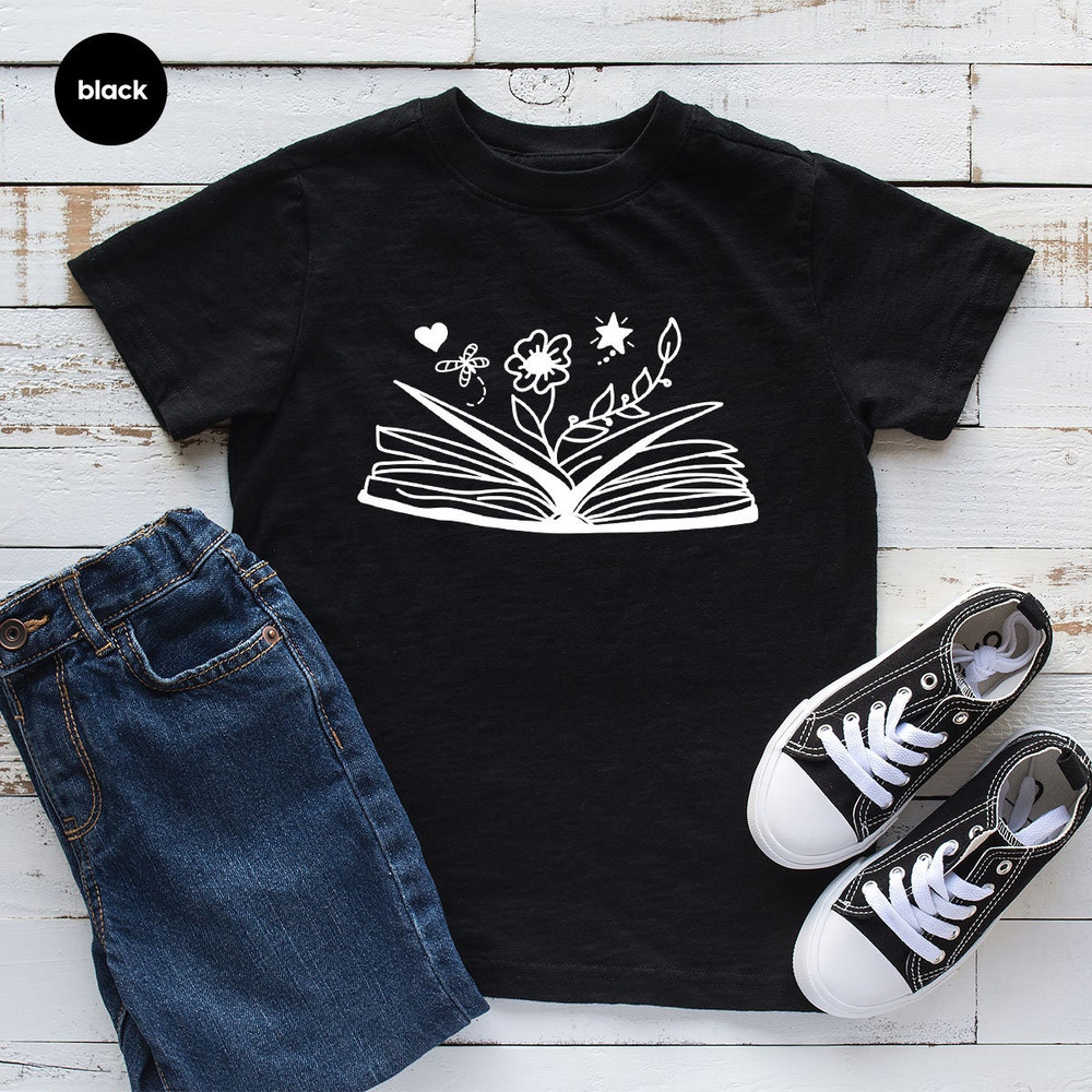 Cute Flower Shirts, Books with Flowers Shirt, Librarian Tshirts, Floral Book Tshirt, Bookworm Tshirt, Minimalist Reading Book Shirts - 6.jpg