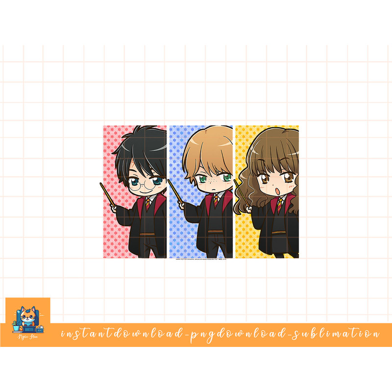 Harry Potter Chibi Hermione Ron & Harry png, sublimate, digital download.jpg
