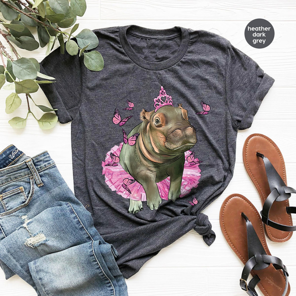 Cute Hippo Graphic Tees, Kids Shirt, Hippo Shirt, Animal T-Shirt, Hippo Gift, Hippopotamus Vneck Shirt, Hippo Shirt for Women, Gift for Her - 2.jpg