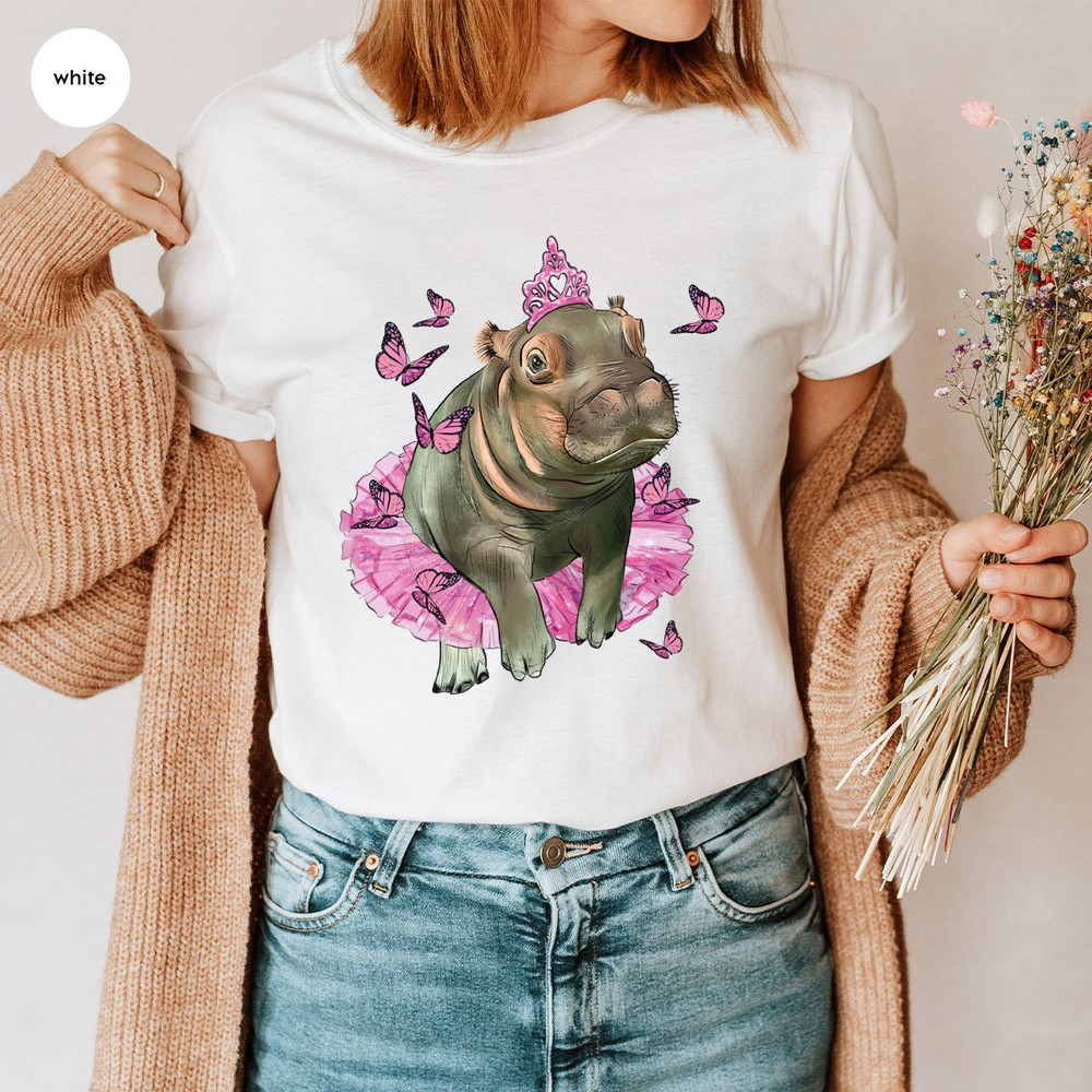 Cute Hippo Graphic Tees, Kids Shirt, Hippo Shirt, Animal T-Shirt, Hippo Gift, Hippopotamus Vneck Shirt, Hippo Shirt for Women, Gift for Her - 3.jpg