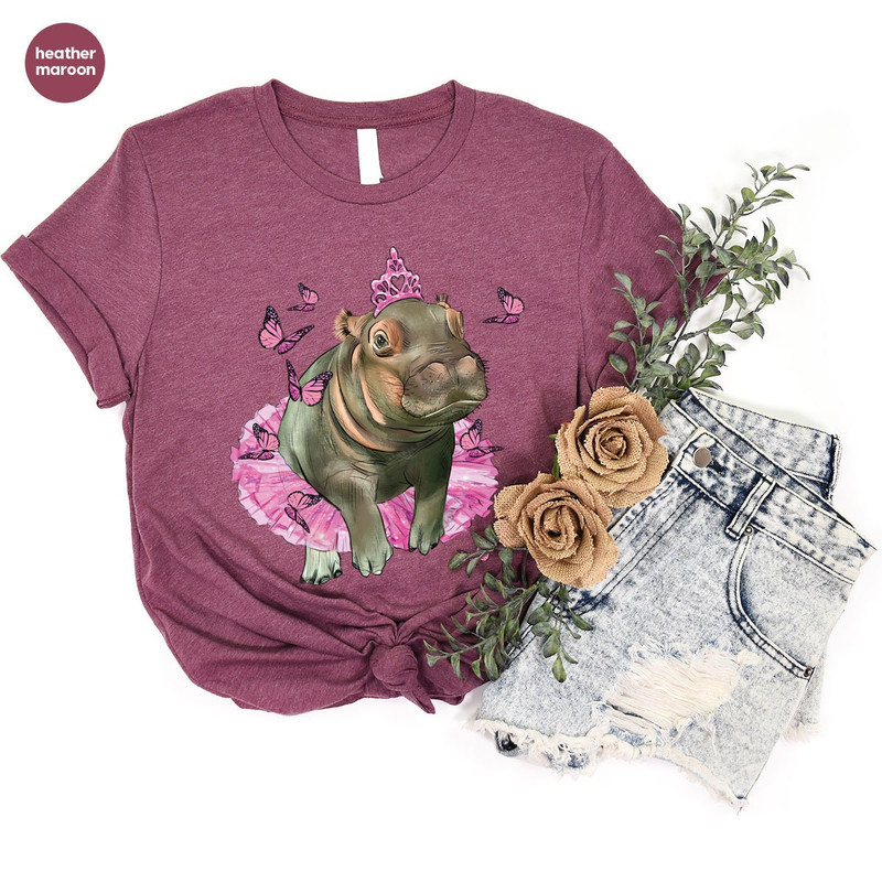 Cute Hippo Graphic Tees, Kids Shirt, Hippo Shirt, Animal T-Shirt, Hippo Gift, Hippopotamus Vneck Shirt, Hippo Shirt for Women, Gift for Her - 5.jpg