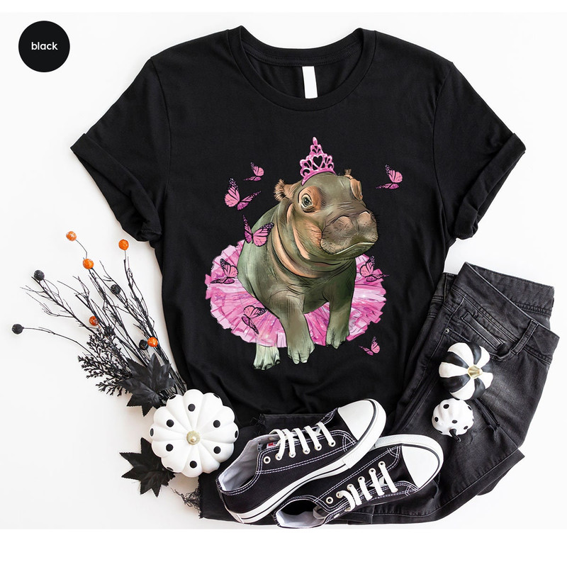 Cute Hippo Graphic Tees, Kids Shirt, Hippo Shirt, Animal T-Shirt, Hippo Gift, Hippopotamus Vneck Shirt, Hippo Shirt for Women, Gift for Her - 6.jpg