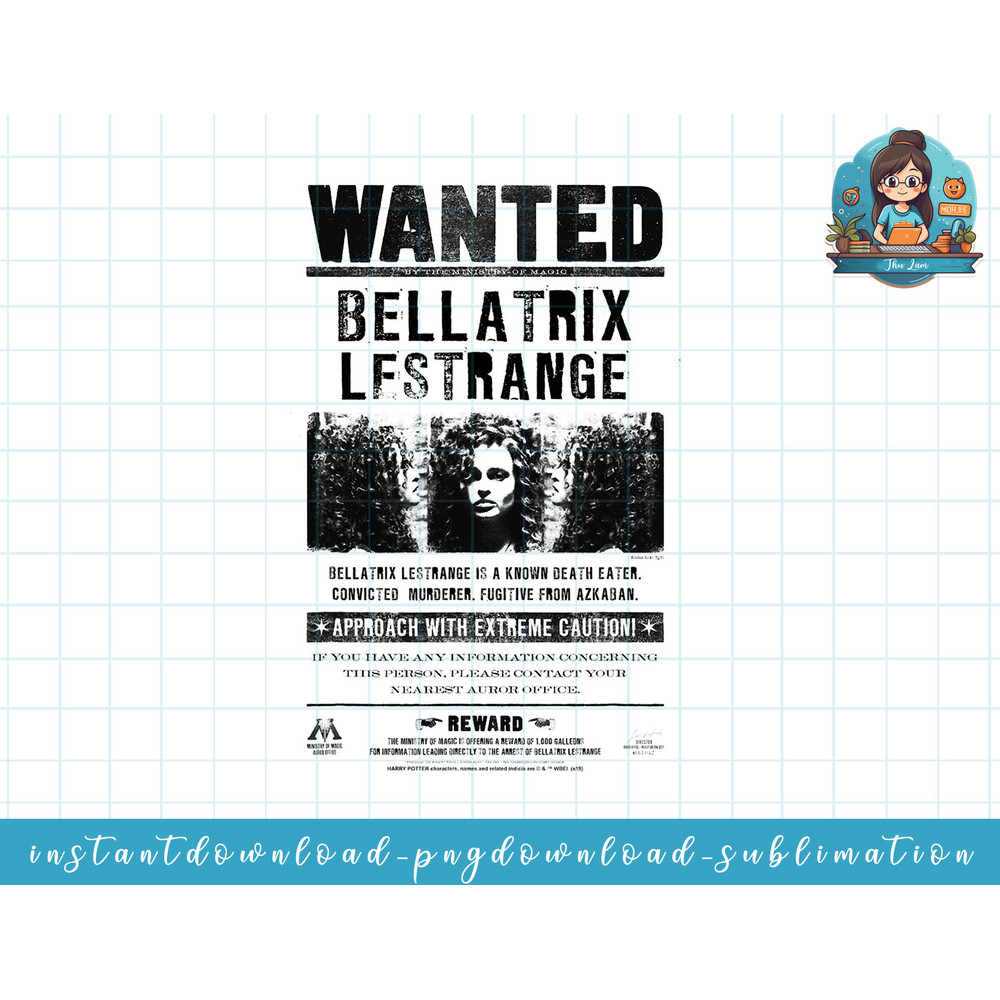 Harry Potter Bellatrix Lestrange Wanted Poster png, sublimate, digital download.jpg