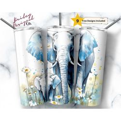 Mom and Baby Elephant 20 oz Skinny Tumbler Sublimation Design Digital Download PNG Instant DIGITAL ONLY, Elephant Lover