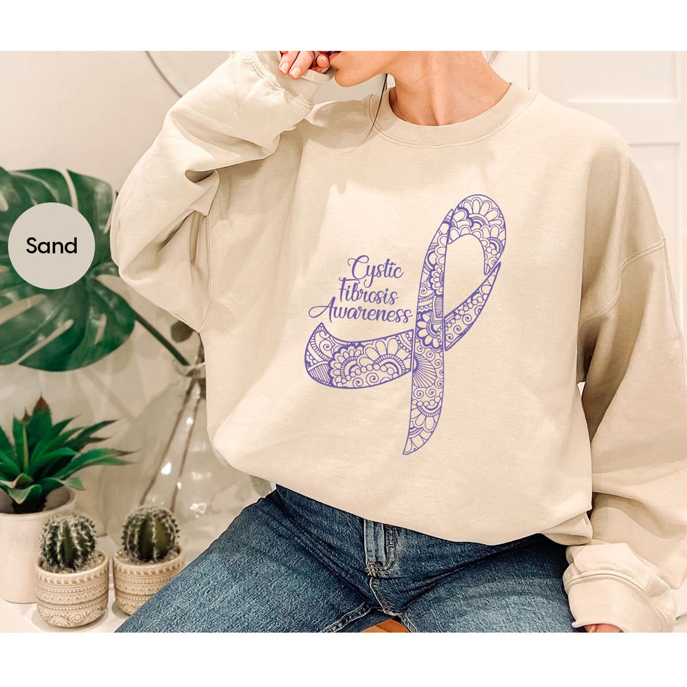 Cystic Fibrosis Ribbon Shirt, Awareness T-Shirt, Cystic Fibrosis Survivor Gift, Floral Cystic Fibrosis Shirt, Cystic Fibrosis Gifts - 7.jpg