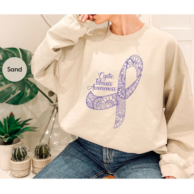 Cystic Fibrosis Ribbon Shirt, Awareness T-Shirt, Cystic Fibrosis Survivor Gift, Floral Cystic Fibrosis Shirt, Cystic Fibrosis Gifts - 7.jpg