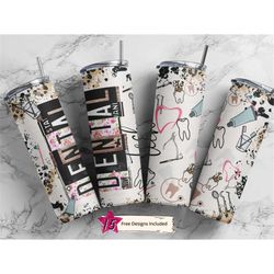 dental technician 20 oz skinny tumbler sublimation leopard boho wrap design for straight tumbler, png file, digital, rus
