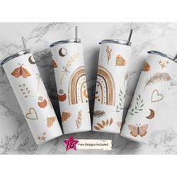 20oz skinny tumbler sublimation designs boho butterfly abstract style rainbow tumbler for straight tumbler png file digi