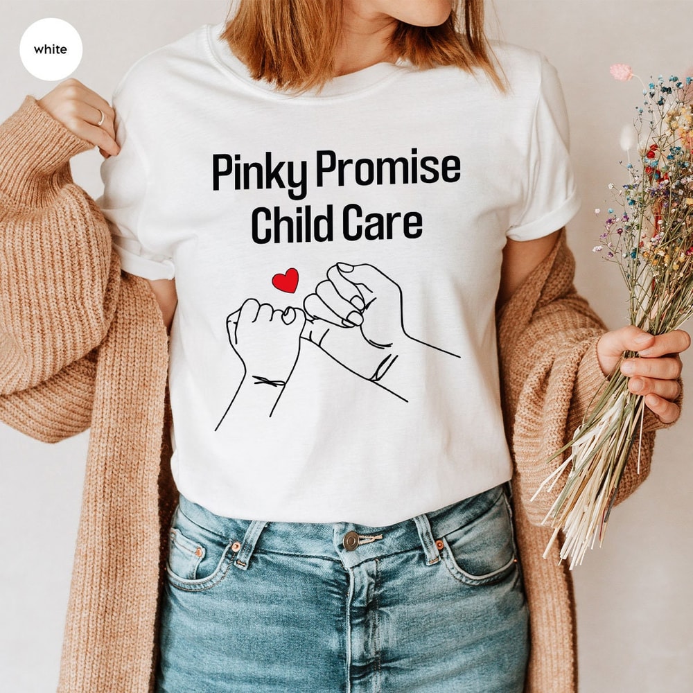 Daycare Teacher Shirts, Foster Care Crewneck Sweatshirt, Pinky Promise Child Care T-Shirt, Gift for Her, Child Life Specialist Outfit - 3.jpg
