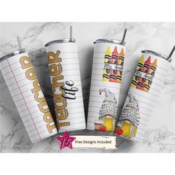 20 oz skinny tumbler gnome teacher pencil sublimation design png instant digital only - straight design custom teacher d