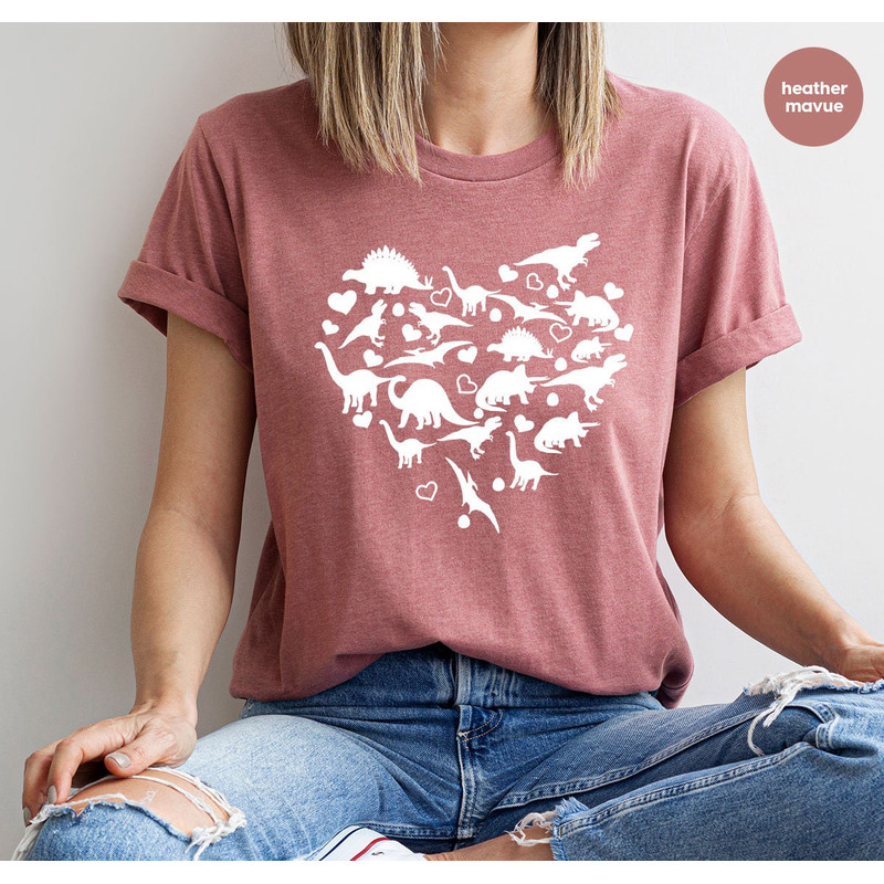 Dinosaur Heart Valentines Day Shirt, Valentine Gifts, Valentines Day Crewneck Sweatshirt, Valentine Heart, Matching Couple, Gift for Her - 6.jpg