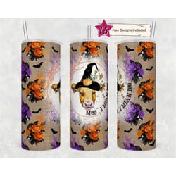 halloween spooky cow 20 oz skinny tumbler sublimation design, straight template, funny halloween design, boo i mean moo