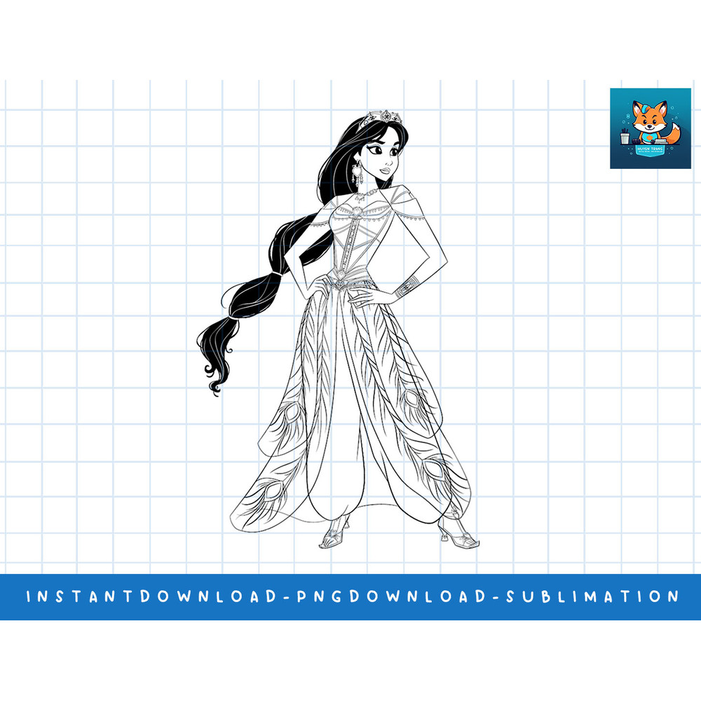Disney Aladdin Live Action Princess Jasmine Outline T-Shirt png, sublimate, digital print.jpg