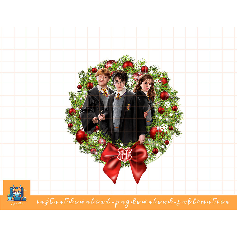 Harry Potter Christmas Group Shot Wreath png, sublimate, digital download.jpg