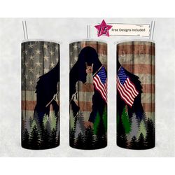 american flag bigfoot 20 oz skinny tumbler sublimation design template big foot sasquatch digital download png inst digi
