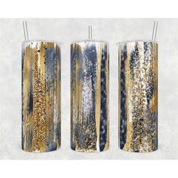20oz skinny tumbler blank navy blue gold leopard glitter sublimation design templates, sparkly, straight png digital dow