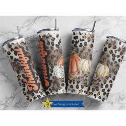 20 oz skinny tumbler, thankful tumbler, fall tumbler, straight template, digital download, sublimation graphics ,cheetah