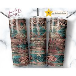 western pattern 20 oz skinny tumbler sublimation design digital download png instant digital only, rustic aztec seamless