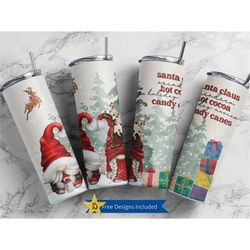 santa claus reindeer hot cocoa 20 oz skinny tumbler, christmas gnomes straight template, digital download, sublimation g