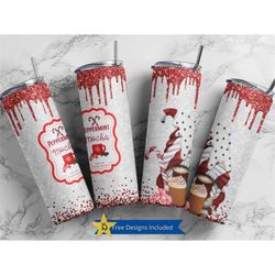 peppermint mocha 20 oz skinny tumbler, christmas gnome straight template, digital download, sublimation graphics