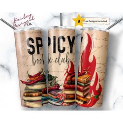 spicy book club 20 oz skinny tumbler sublimation design digital download png instant digital only, romance book lover tu