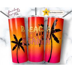 beach lovin mama 20 oz skinny tumbler sublimation design digital download png instant digital only, beach ocean tropical