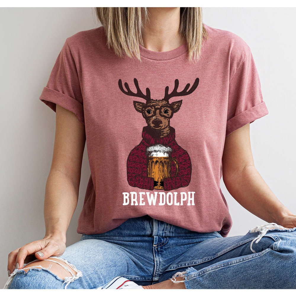 Drinking Brewdolph Christmas Party Tshirts for Family, Christmas Brewdolph Reindeer Unisex Shirts for Xmas Gifts, Winter Holiday Deer Shirt - 5.jpg
