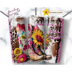 country girl mum 20 oz skinny tumbler sublimation design digital download png instant digital only, western rustic cowgi