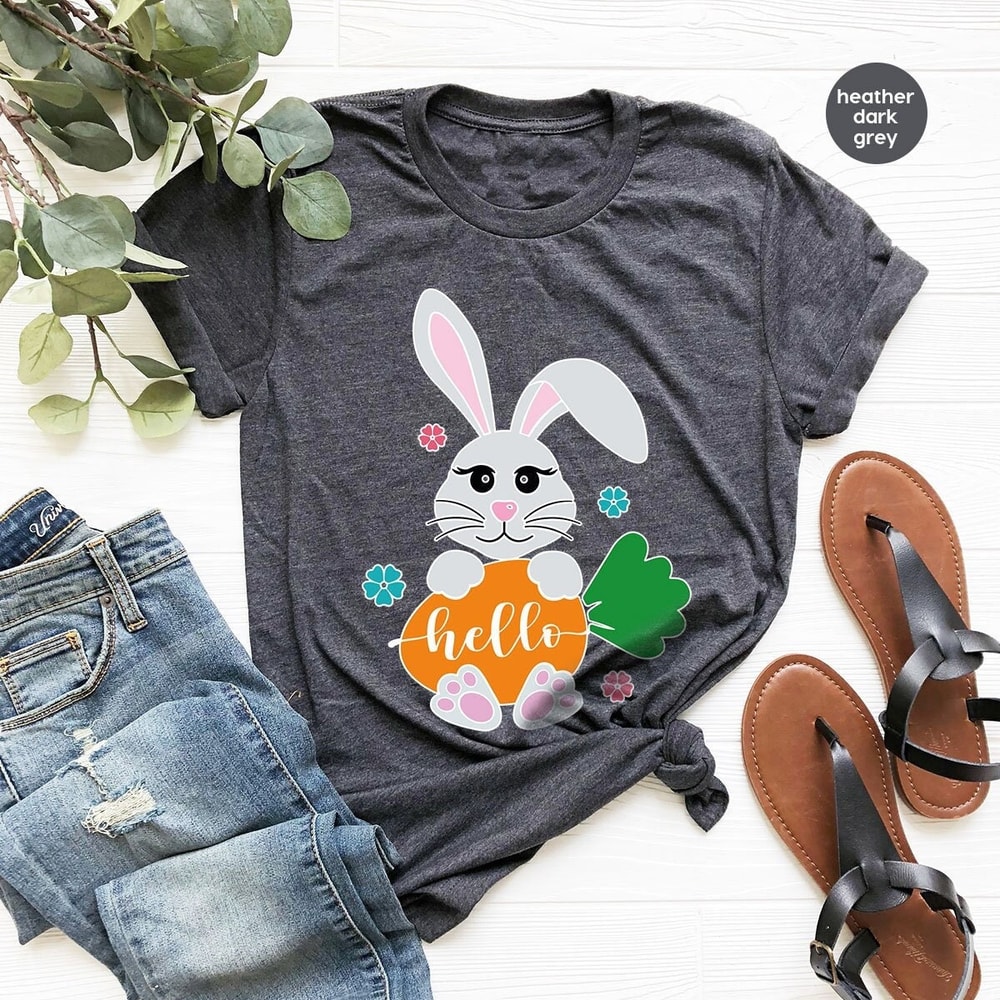 Easter Bunny Crewneck Sweatshirt, Cute Easter Girls TShirt, Christian Apparel, Easter Graphic Tees, Gifts for Her, Happy Easter Girls Tees - 1.jpg