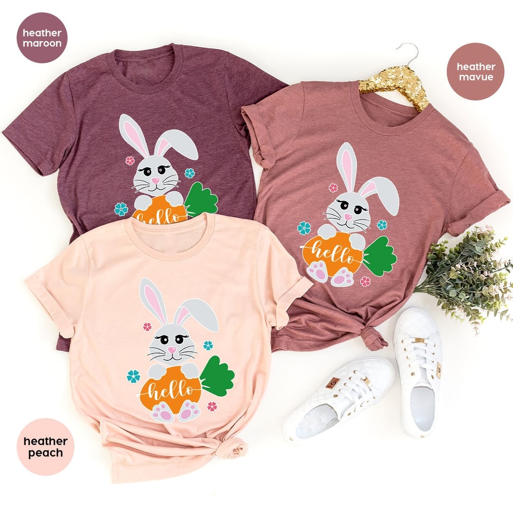 Easter Bunny Crewneck Sweatshirt, Cute Easter Girls TShirt, Christian Apparel, Easter Graphic Tees, Gifts for Her, Happy Easter Girls Tees - 2.jpg