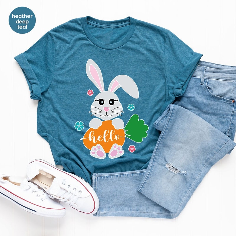 Easter Bunny Crewneck Sweatshirt, Cute Easter Girls TShirt, Christian Apparel, Easter Graphic Tees, Gifts for Her, Happy Easter Girls Tees - 3.jpg