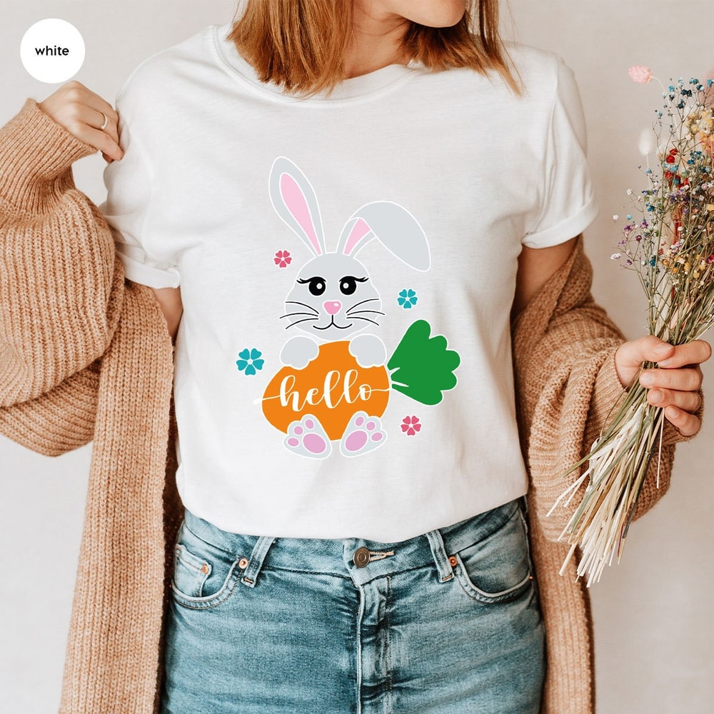 Easter Bunny Crewneck Sweatshirt, Cute Easter Girls TShirt, Christian Apparel, Easter Graphic Tees, Gifts for Her, Happy Easter Girls Tees - 5.jpg