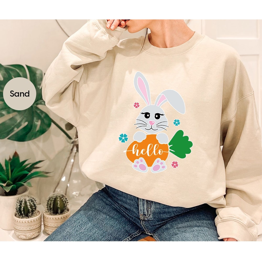 Easter Bunny Crewneck Sweatshirt, Cute Easter Girls TShirt, Christian Apparel, Easter Graphic Tees, Gifts for Her, Happy Easter Girls Tees - 7.jpg