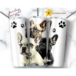 french bulldogs 20 oz skinny tumbler sublimation design digital download png instant digital, frenchie tumbler wrap, fre