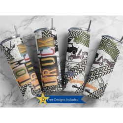 20 oz skinny tumbler wrap, tow truck life sublimation straight design png i support truckers tumbler, funny trucker desi