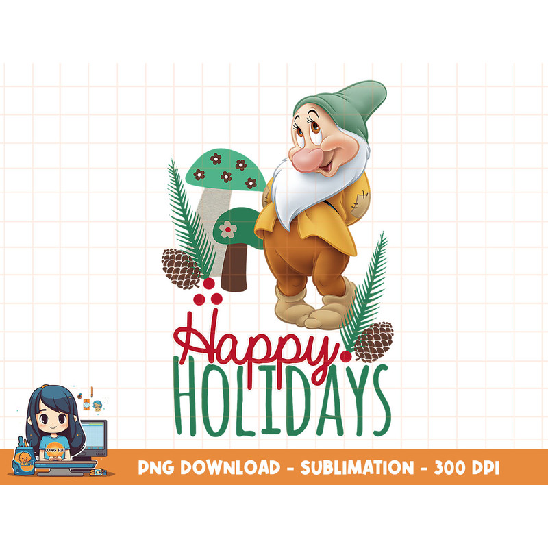 Disney Snow White Bashful Forest Happy Holiday T-Shirt png, sublimation, digital print.jpg