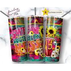 sweet southern mess 20 oz skinny tumbler sublimation design digital download png instant digital, country western tumble