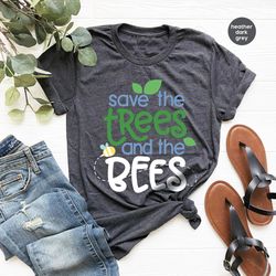 environmental shirts, cute earth day t-shirts, bee tshirts, shirts for women, recycle crewneck sweatshirt, gift for wome
